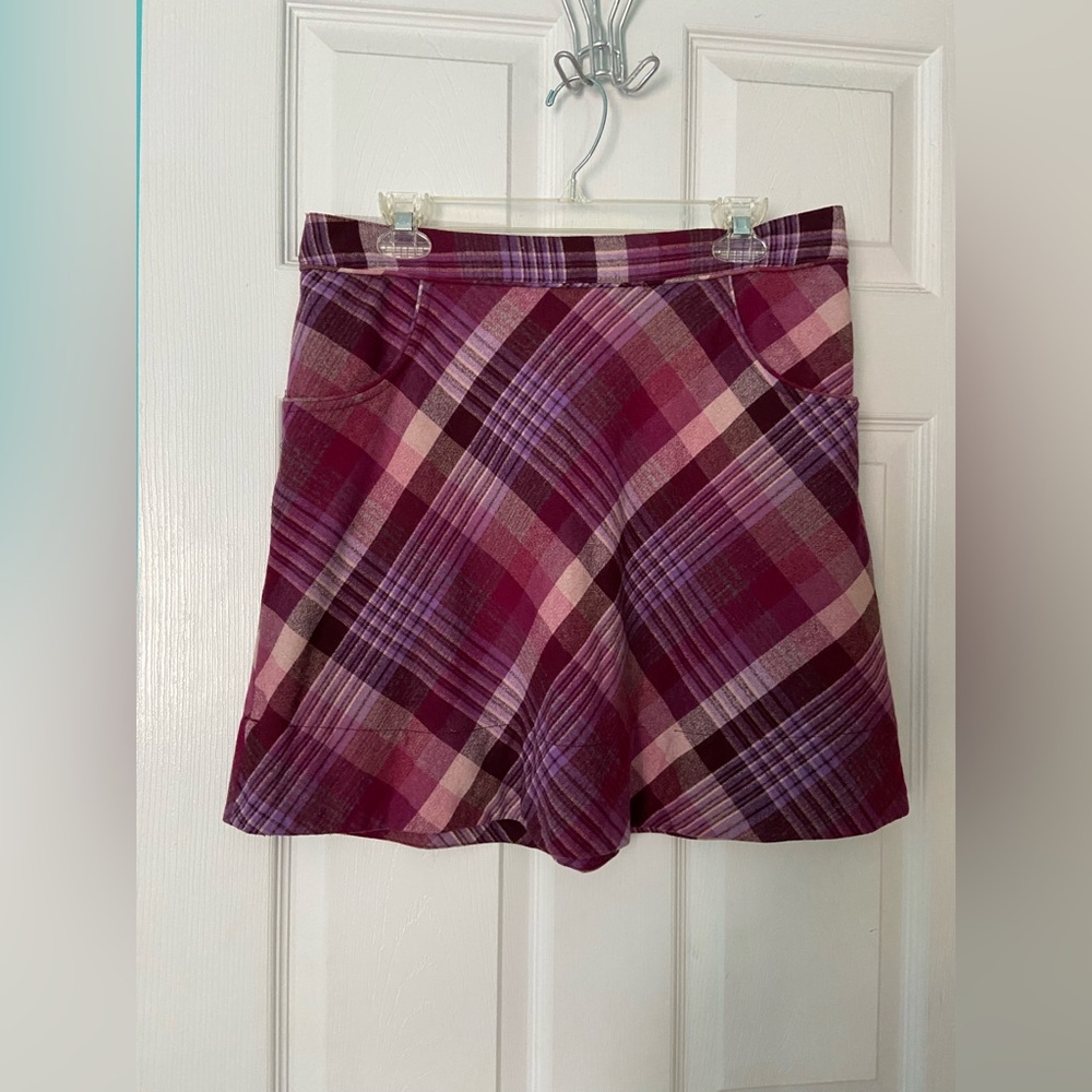 H&M Plaid Wool Blend Mini Skirt; Purple & Burgundy; Size 12